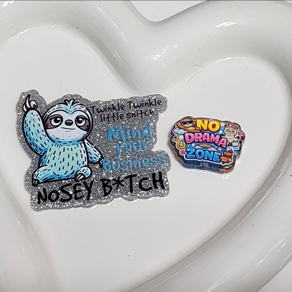 Spicy Nosey B$tch Drama Flatback Focal Bead Beaded Pen Keychain Badge Sloth